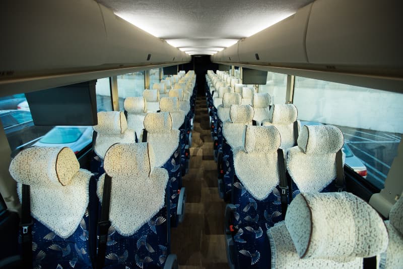 inside of a sun bus company bus